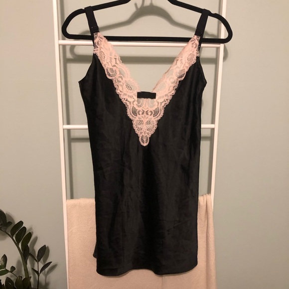 Victoria's Secret Other - Victoria's Secret Black Pink Lace Satin Slip